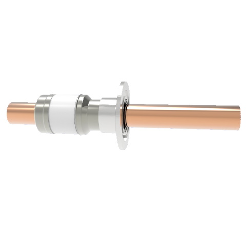 0.750 Inch Diameter 1 Pin Copper Feedthrough, 8kV, 800 Amp in an ISO KF40 Quick Flange