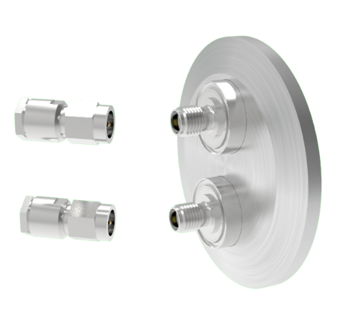 SMA 50 Ohm Grounded Shield 500V 0.8 Amp 2 each in a KF40 Flange With Plug