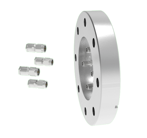 SMA 50 Ohm Grounded Shield 500V 0.8 Amp 4 each in a CF4.50 Flange With Plug