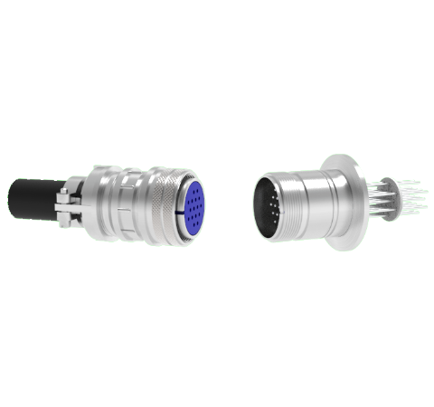 16 Pin 5015 Style Circular Connector, 700V, 4.8 Amp, Alumel Conductors in a KF40 Flange With Plug