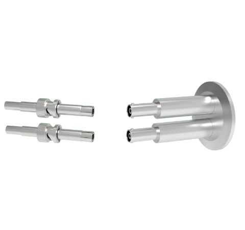 SHV Grounded Shield Recessed 10kV 8.2 Amp 0.051 Nickel Conductor 2 each in a KF40 Flange With Plug