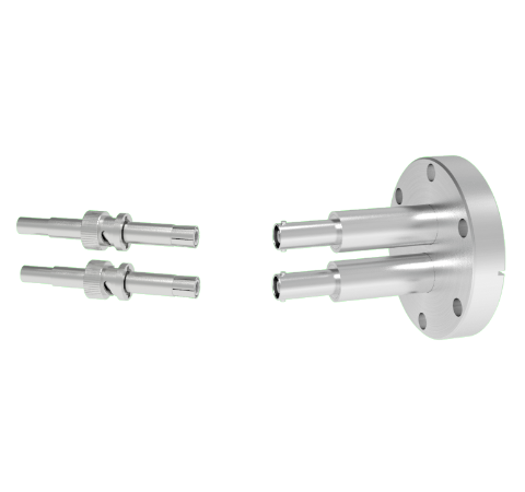 SHV Grounded Shield Recessed 10kV 8.2 Amp 0.051 Nickel Conductor 2 each in a CF2.75 Flange With Plug