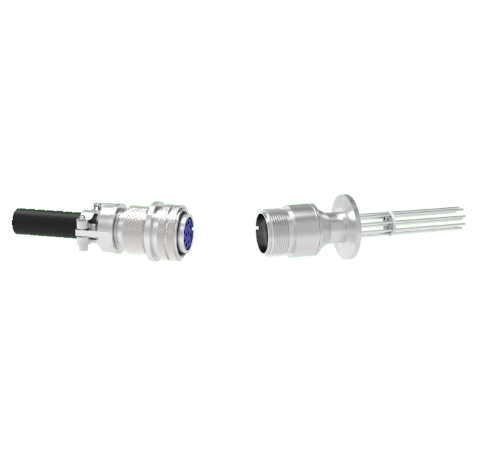 10 Pin 5015 Style Circular Connector, 700V, 4.8 Amp, Alumel Conductors in a KF25 Flange With Plug