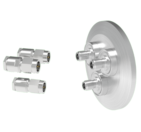 SMA 50 Ohm Grounded Shield 500V 0.8 Amp 3 each in a KF40 Flange With Plug