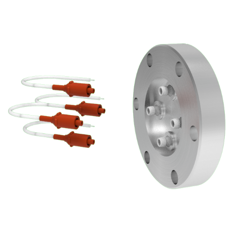 4 Pin 12kV 3 Amp 0.030 Gold Plated Molybdenum Conductor in a CF2.75 With Plug