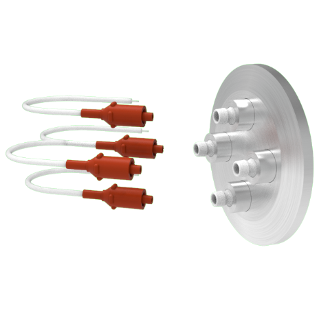 4 Pin 12kV 3 Amp 0.030 Gold Plated Molybdenum Conductor in a KF40 With Plug