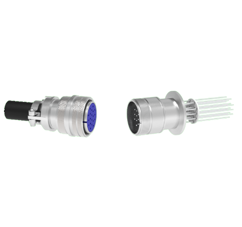 20 Pin 5015 Style Circular, 700V, 4.8 Amp, Alumel Conductors in a KF40 Flange With Plug