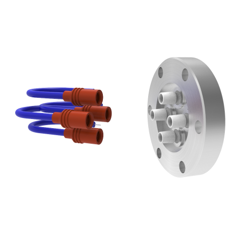 4 Pin 15kV 7.5 Amp 0.038 Gold Plated Molybdenum Conductor in a CF2.75 With Plug