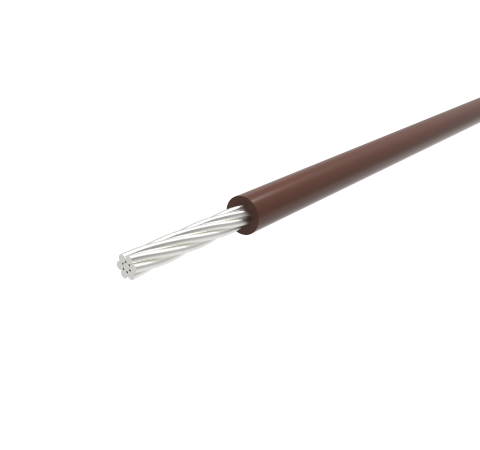 Single Conductor, Brown PTFE Insulate Wire, 28 AWG Silver Plated