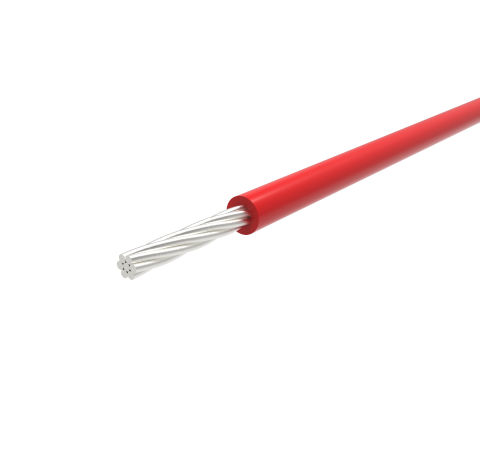 Single Conductor, Red PTFE Insulate Wire, 28 AWG Silver Plated Copper, 250V, 96 Inch