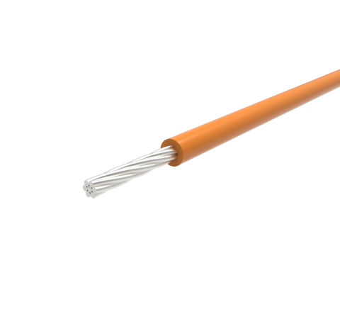 Single Conductor, Orange PTFE Insulate Wire, 28 AWG Silver Plated Copper, 250V, 96 Inch