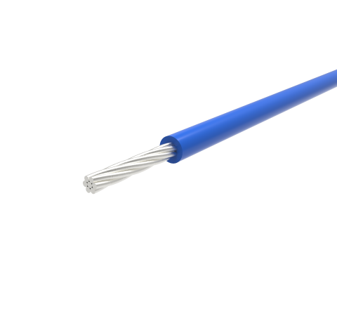 Single Conductor, Blue PTFE Insulate Wire, 28 AWG Silver Plated Copper, 250V, 96 Inch