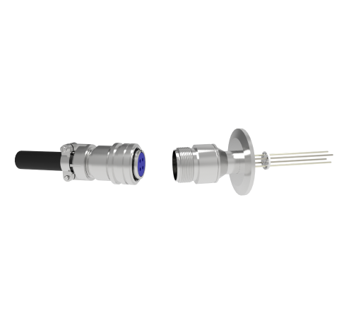 4 Pin 5015 Style Circular Connector, 700V, 4.8 Amp, Alumel Conductors in a KF40 Flange With Plug