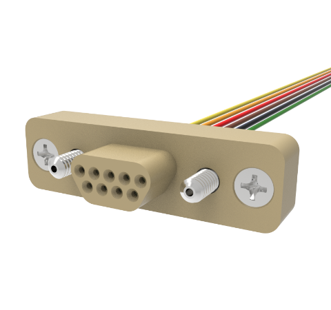 Micro D+, 9 Pin Air Side Plug, 48 Inch Cable Assembly, 250V, 3 Amp