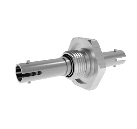 Fiber Optic Feedthrough, Single Mode, Hermetic, ST-ST Adapter, Jam Nut / Baseplate Mount 