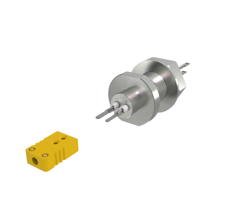 Type K 1 Pair Thermocouple Baseplate Feedthrough 1 inch Bolt With Spade Plug