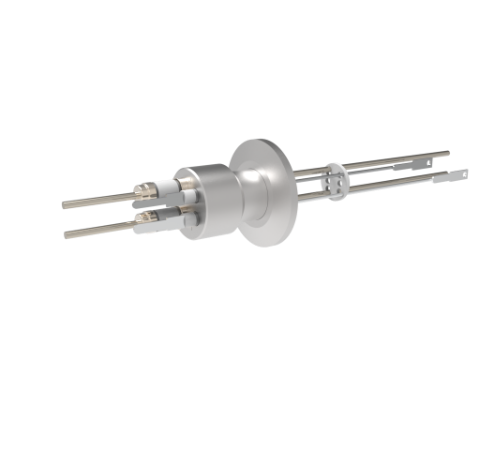 Thermocouple, Type K, 1 Pair with two 5kV, 16.5 Amp, Nickel Conductors in KF25 Flange With Spade Plug