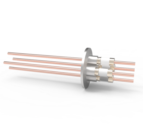 0.154 Conductor Diameter 4 Pin 5kV 100 Amp Copper Conductor in a KF40