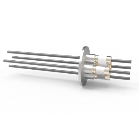 0.154 Conductor Diameter 4 Pin 5kV 50 Amp Molybdenum Conductor in a KF40