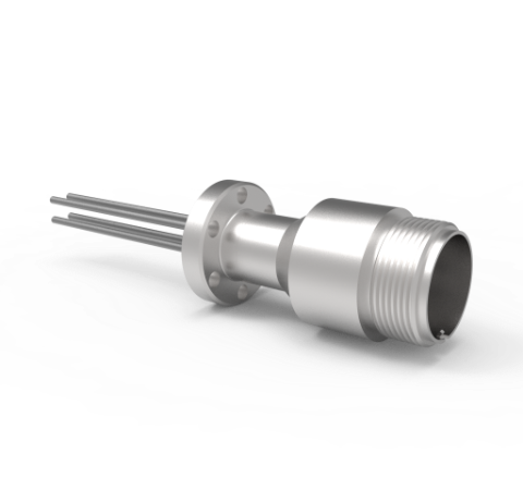 4 Pin 5015 Style Circular Connector 700V 23 Amp Molybdenum Conductors in CF1.33 Flange Without Plug