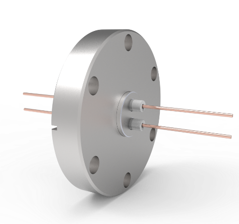 0.050 Conductor Diameter, 2-Pin, 3kV, 27 Amp, Copper Conductors in a CF2.75 Flange