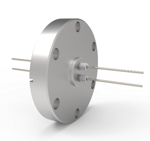 0.050 Conductor Diameter, 2-Pin, 3kV, 8.2 Amp, Nickel Conductors in a CF2.75 Flange