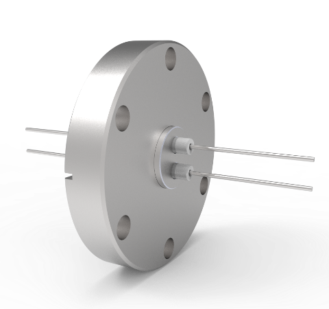 0.050 Conductor Diameter, 2-Pin, 3kV, 1.8 Amp, 304 Stn. Stl. Conductors in a CF2.75 Flange