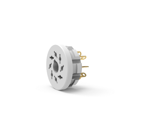 Octal Plug Vacuum Side 8 Pin, 350V, 5 Amp, Push on Multi Pin Connector, Ceramic Body, Solder Contacts
