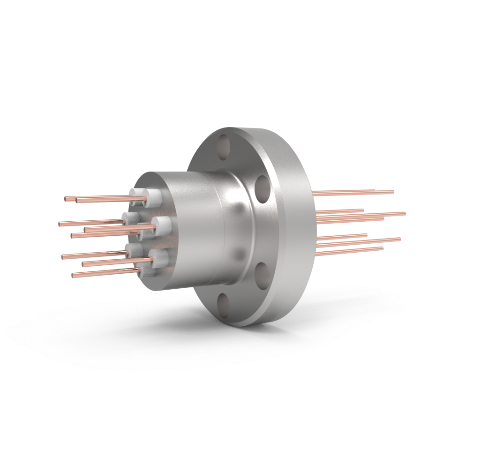 8 Pin, 1.5kV, 16 Amp, Copper Feedthrough, 0.032 Inch Diameter Conductors in a CF1.33 Conflat Flange