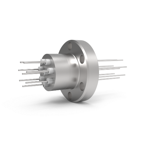 8 Pin, 1.5kV, 1.1 Amp, Stainless Steel feedthrough 0.032 Inch Diameter Conductors in a CF1.33 Flange