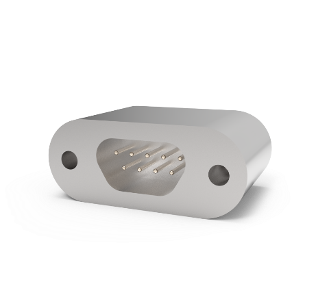 Micro D+ 9 Pin Connector, 250V, 0.018 inch Diameter Stn. Stl. Rhodium Plated Conductor, Laser Weld
