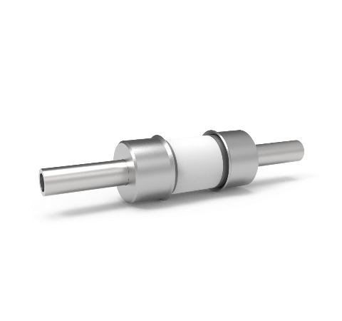 Plasma Break, Helical Ceramic Isolator with Customizable End Fittings, Helix Length 2.33 Inches, Tube ID 0.85 Inches, Stn. Stl. Tube