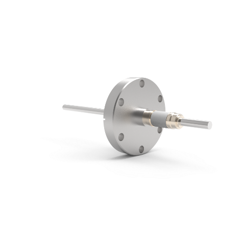 0.250 Conductor Diameter 1 Pin 12kV 12 Amp 304 Stn. Stl. Conductor Ceramic Extension on Vacuum Side, CF2.75 Flange