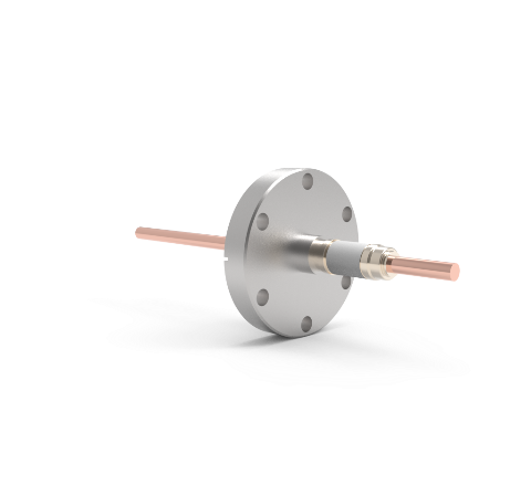 0.250 Conductor Diameter 1 Pin 12kV 185 Amp Copper Conductor Ceramic Extension on Vacuum Side, CF2.75 Flange